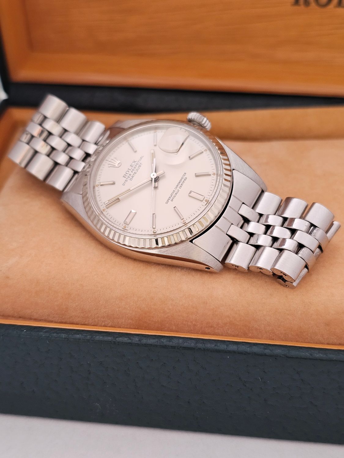 Rolex Datejust Rare White Matt Dial Watch, 1601 Circa 1979 36mm Superb Condition