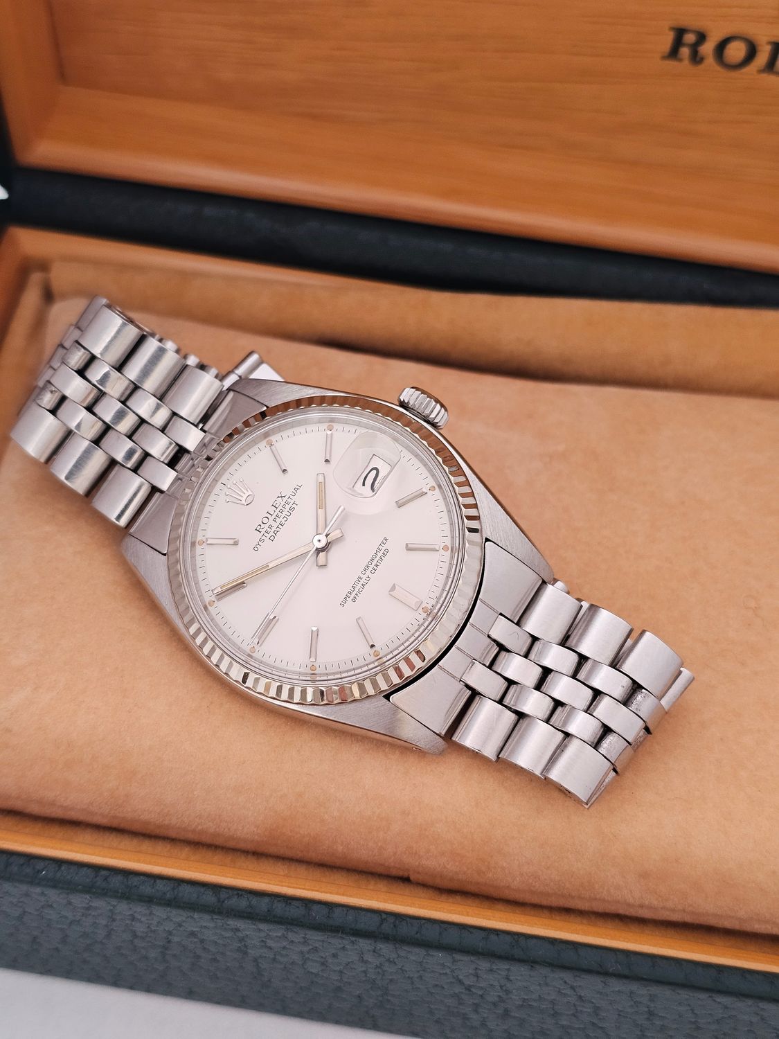 Rolex Datejust Rare White Matt Dial Watch, 1601 Circa 1979 36mm Superb Condition