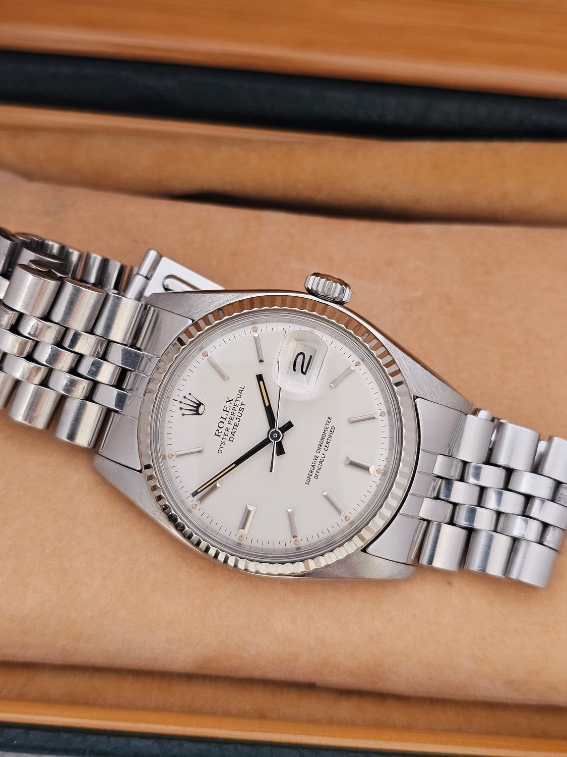 Rolex Datejust Rare White Matt Dial Watch, 1601 Circa 1979 36mm Superb Condition