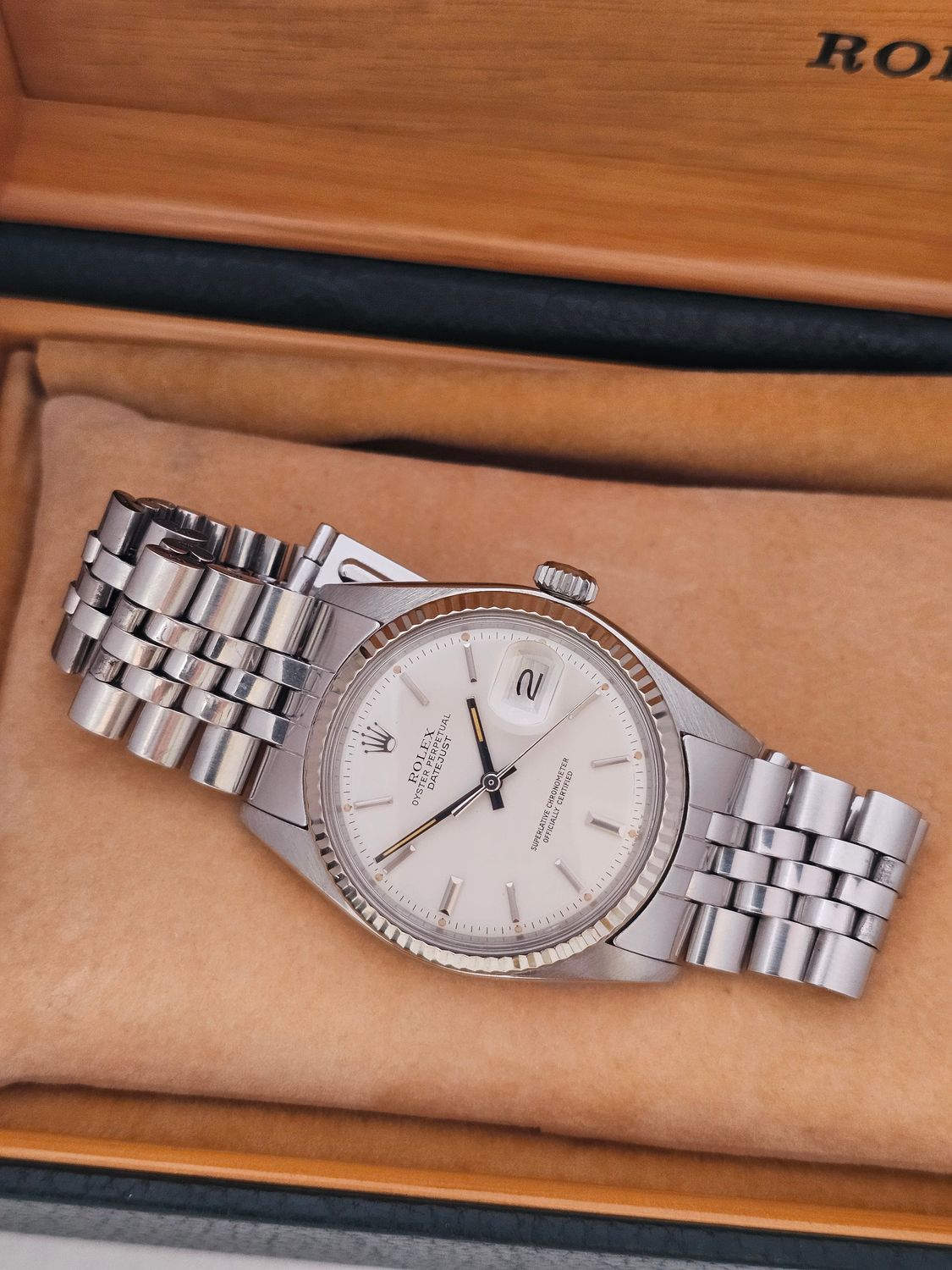 Rolex Datejust Rare White Matt Dial Watch, 1601 Circa 1979 36mm Superb Condition