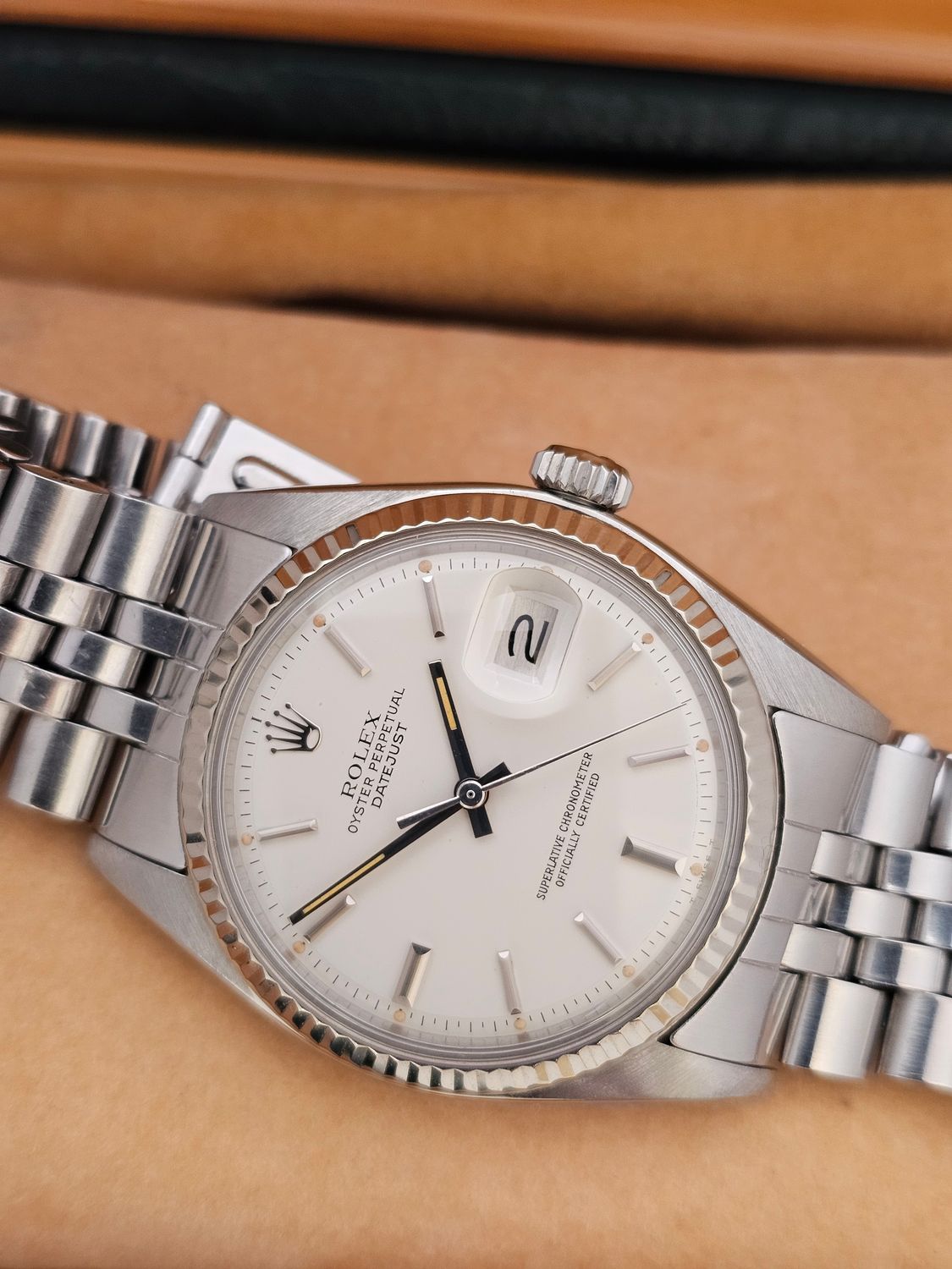 Rolex Datejust Rare White Matt Dial Watch, 1601 Circa 1979 36mm Superb Condition