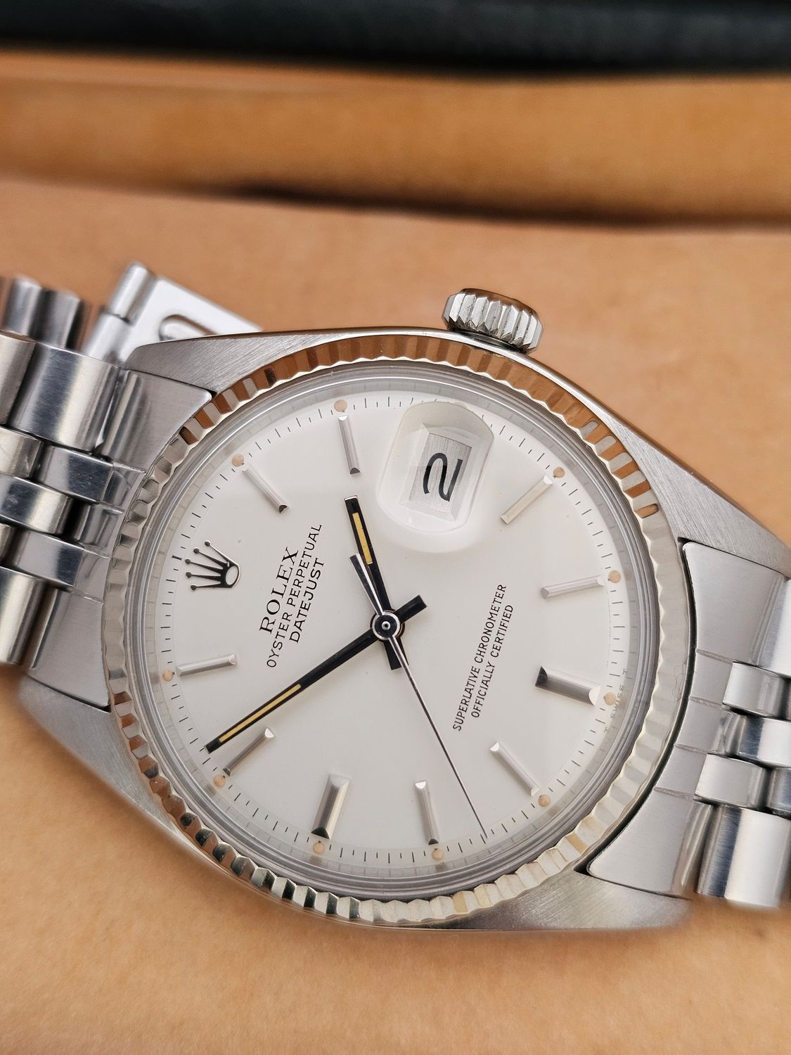 Rolex Datejust Rare White Matt Dial Watch, 1601 Circa 1979 36mm Superb Condition