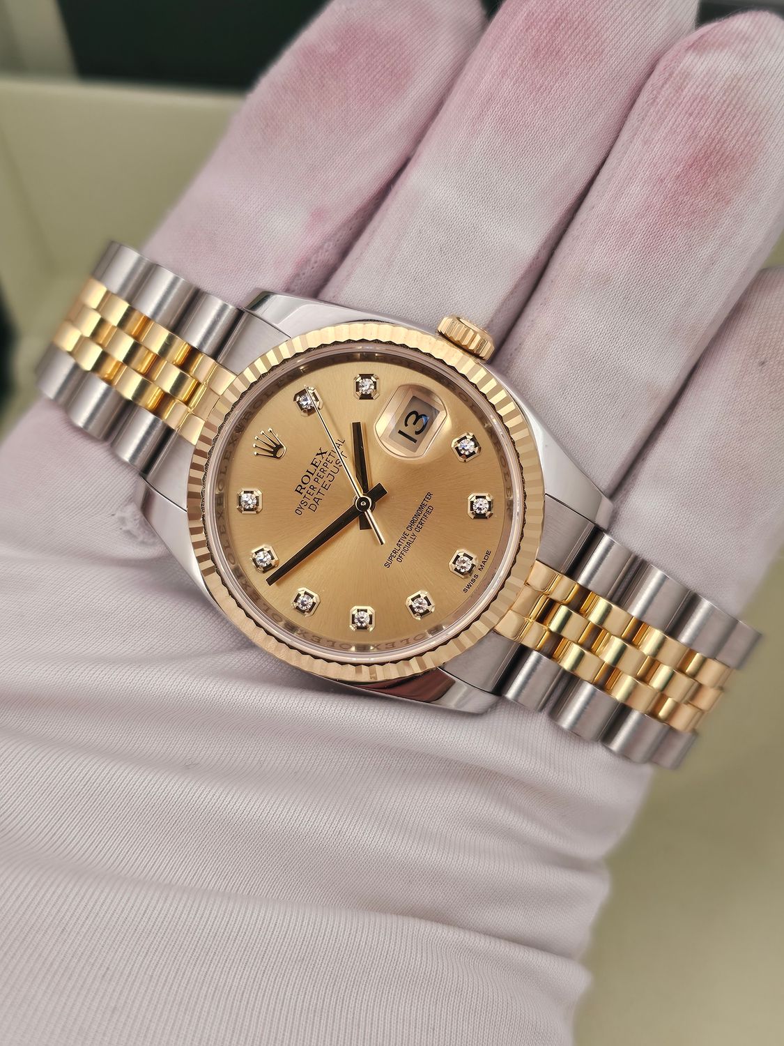 Rolex Datejust 36mm Watch Ref 116233, Champagne &amp; Diamond Dial, 2016 Full Set