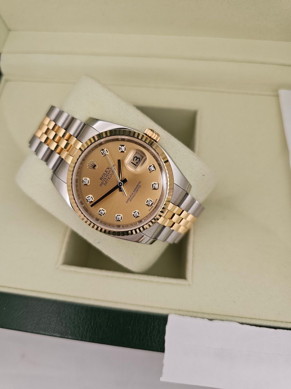 Rolex Datejust 36mm Watch Ref 116233, Champagne &amp; Diamond Dial, 2016 Full Set