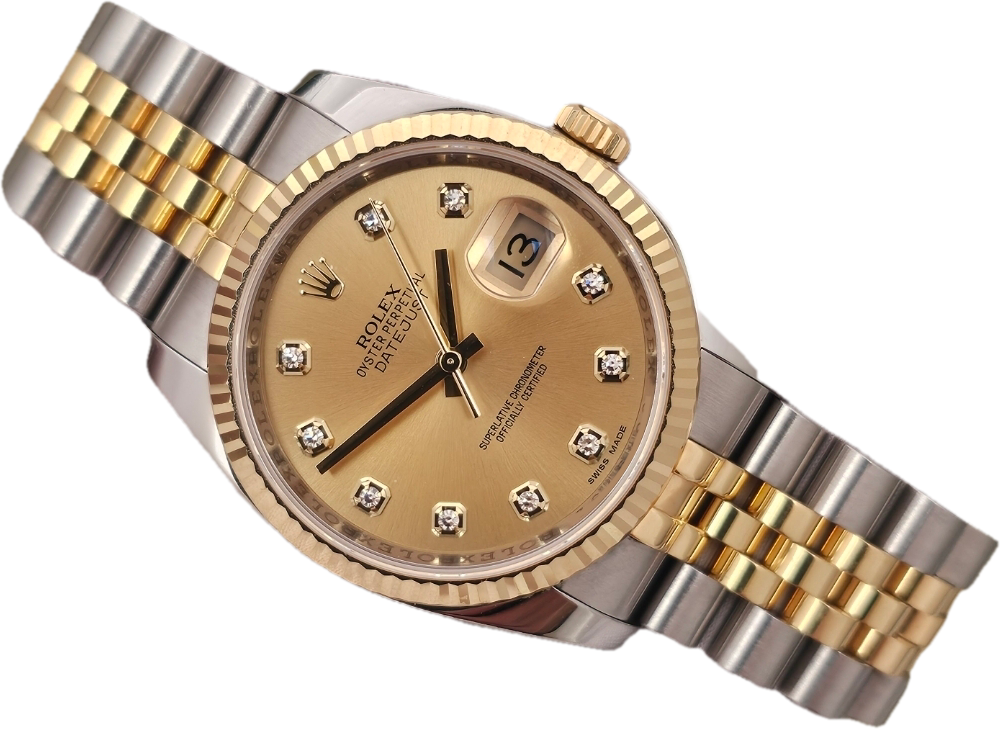 Rolex Datejust 36mm Watch Ref 116233, Champagne &amp; Diamond Dial, 2016 Full Set