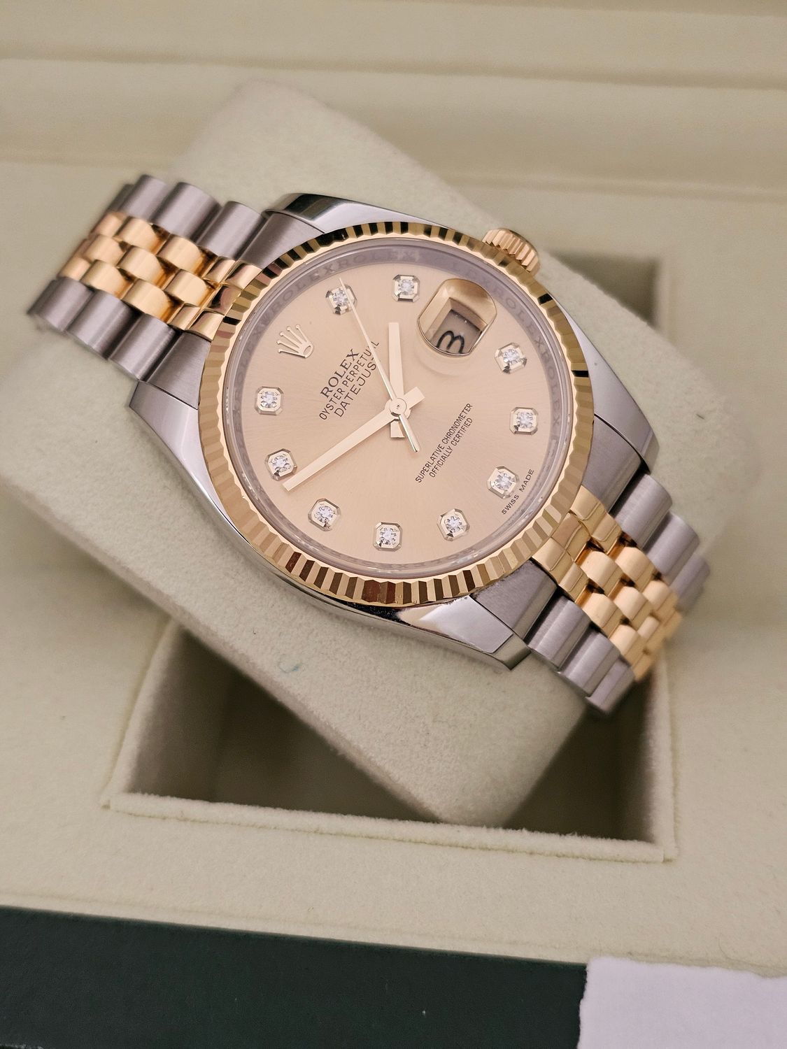 Rolex Datejust 36mm Watch Ref 116233, Champagne &amp; Diamond Dial, 2016 Full Set