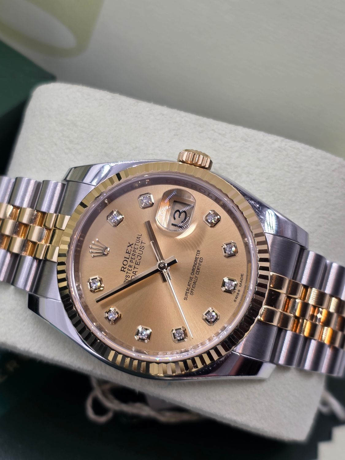 Rolex Datejust 36mm Watch Ref 116233, Champagne &amp; Diamond Dial, 2016 Full Set