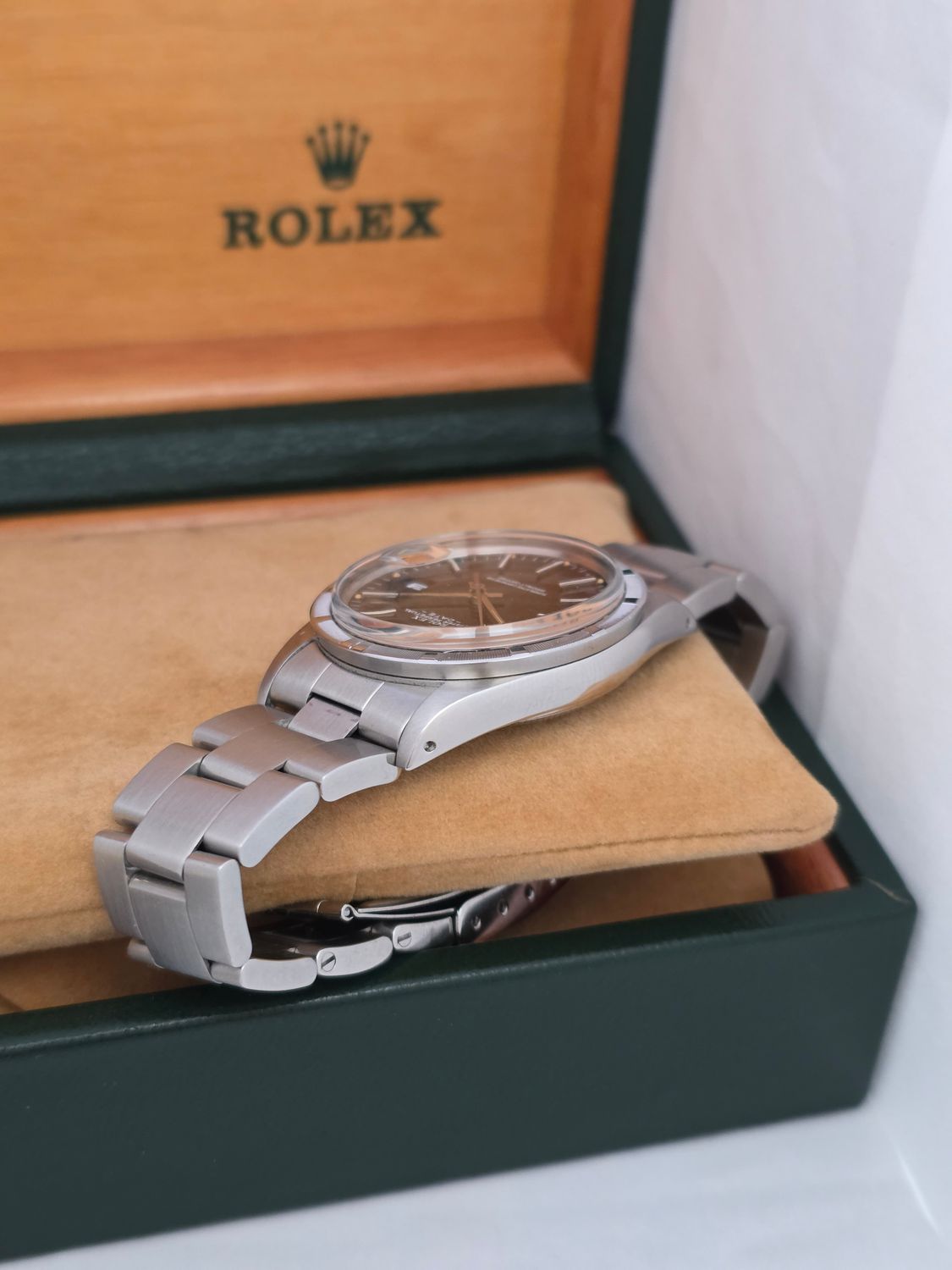 Rolex Oyster Perpetual Date 15010 - Rare Black 'Error' Dial - Box &amp; Booklets