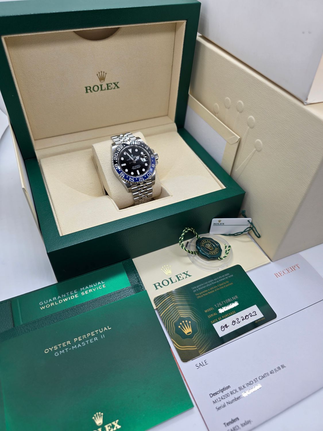 Rolex GMT Master II Batgirl 126710BLNR Watch, 2023 Full Set, inc Orig Receipt