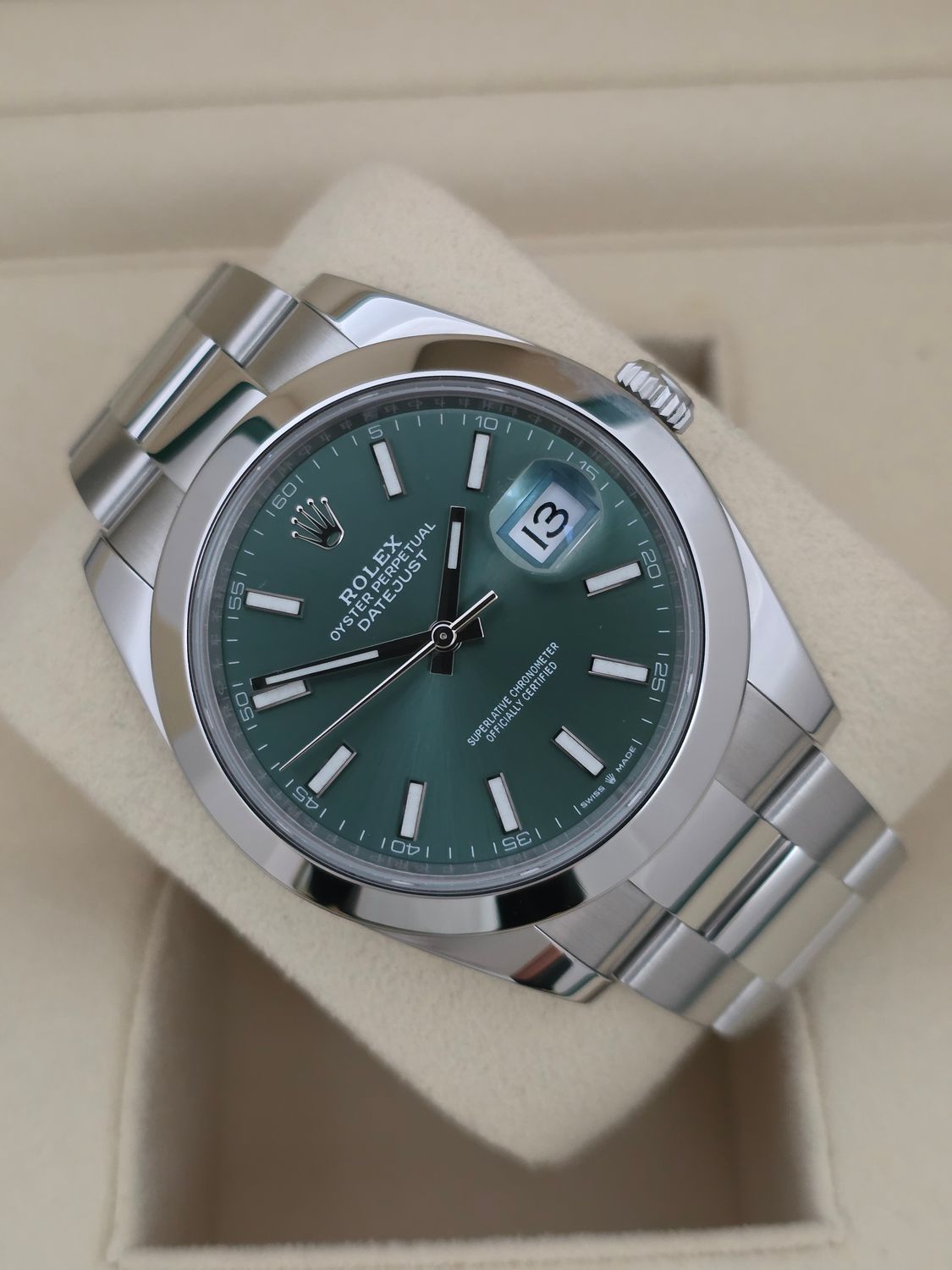 Rolex Datejust 41 Mint Green 126300, 2022 Full Set Immaculate Condition