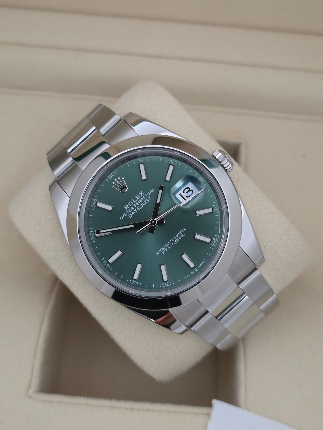 Rolex Datejust 41 Mint Green 126300, 2022 Full Set Immaculate Condition