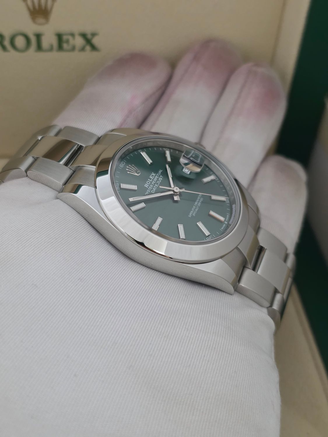 Rolex Datejust 41 Mint Green 126300, 2022 Full Set Immaculate Condition