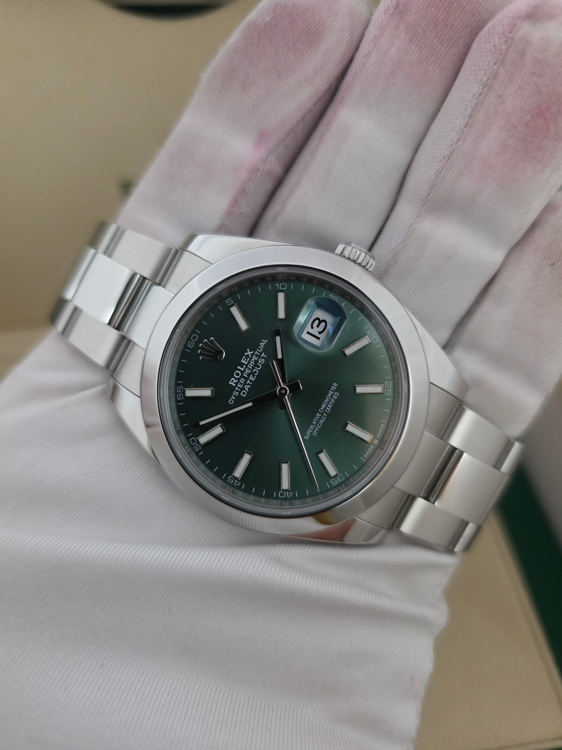 Rolex Datejust 41 Mint Green 126300, 2022 Full Set Immaculate Condition