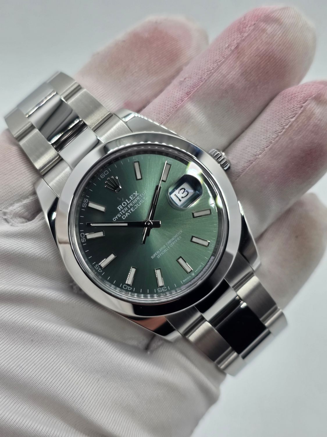 Rolex Datejust 41 Mint Green 126300, 2022 Full Set Immaculate Condition