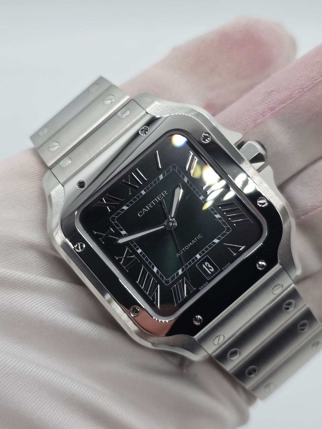 Cartier Santos De Cartier WSSA0062, Large Green Watch, 2023 Box &amp; Papers