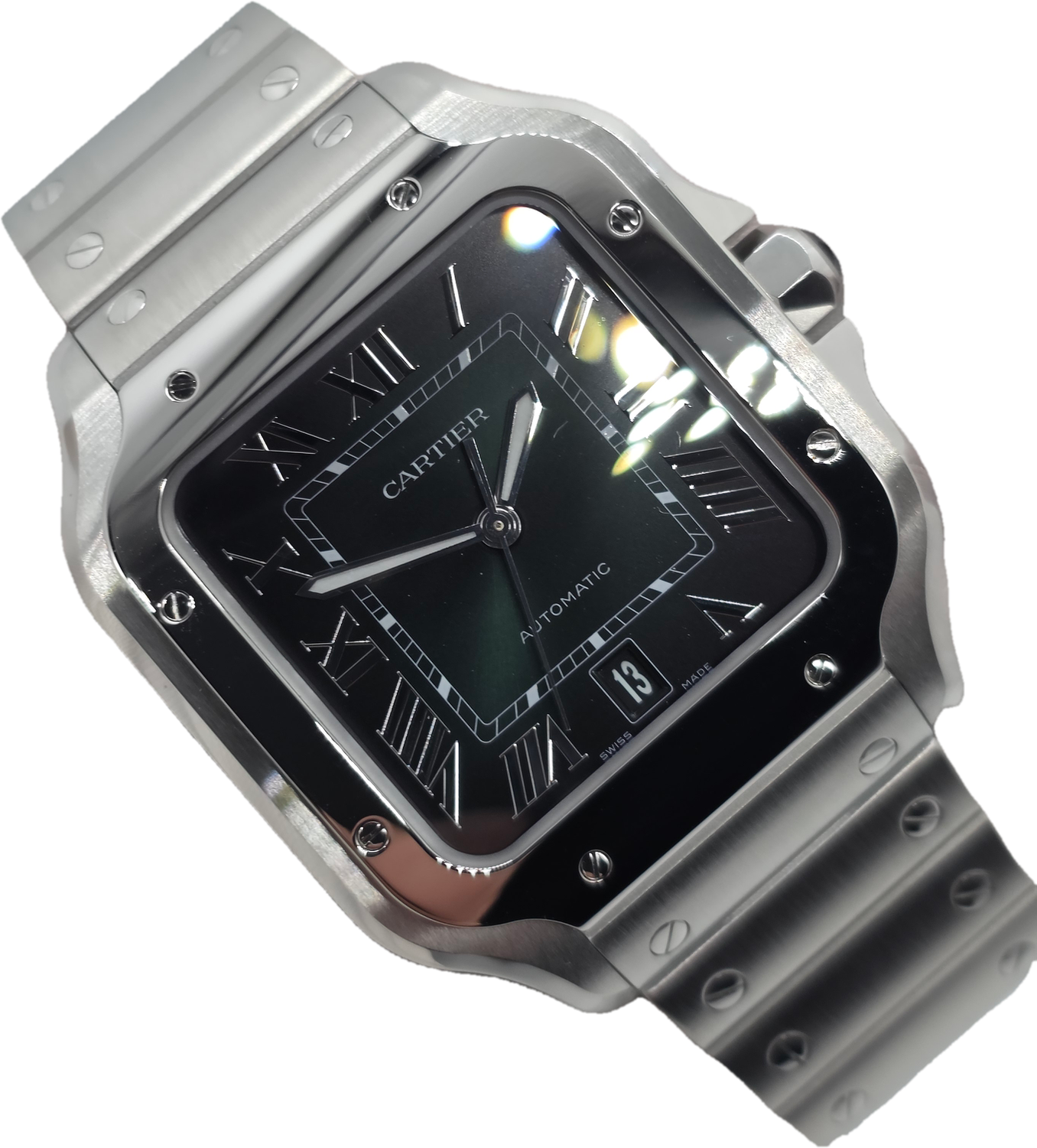 Cartier Santos De Cartier WSSA0062, Large Green Watch, 2023 Box &amp; Papers