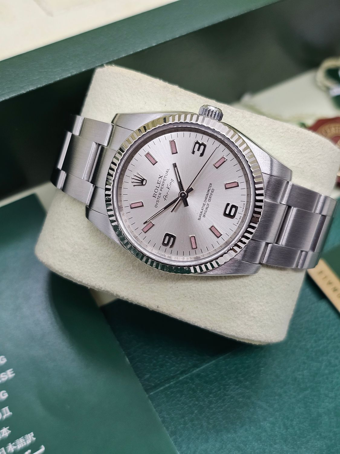 Rolex Airking Watch, Ref 114234 2012 Box &amp; Papers with Arabic 3,6,9 Silver Dial