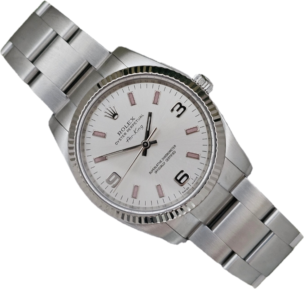 Rolex Airking Watch, Ref 114234 2012 Box &amp; Papers with Arabic 3,6,9 Silver Dial