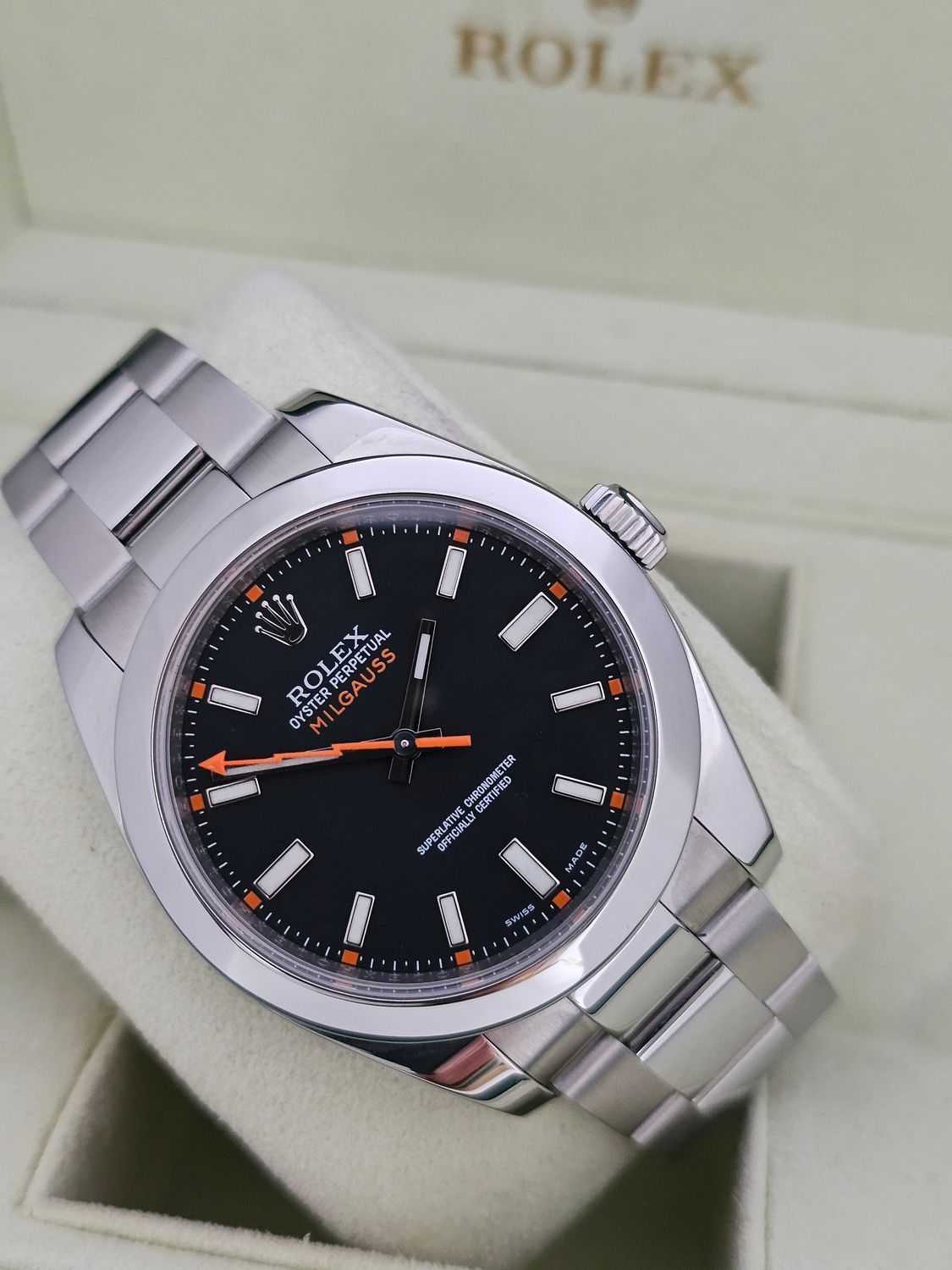 Rolex Milgauss Watch Ref 116400, Excellent Condition, Black 2011 Box &amp; Papers