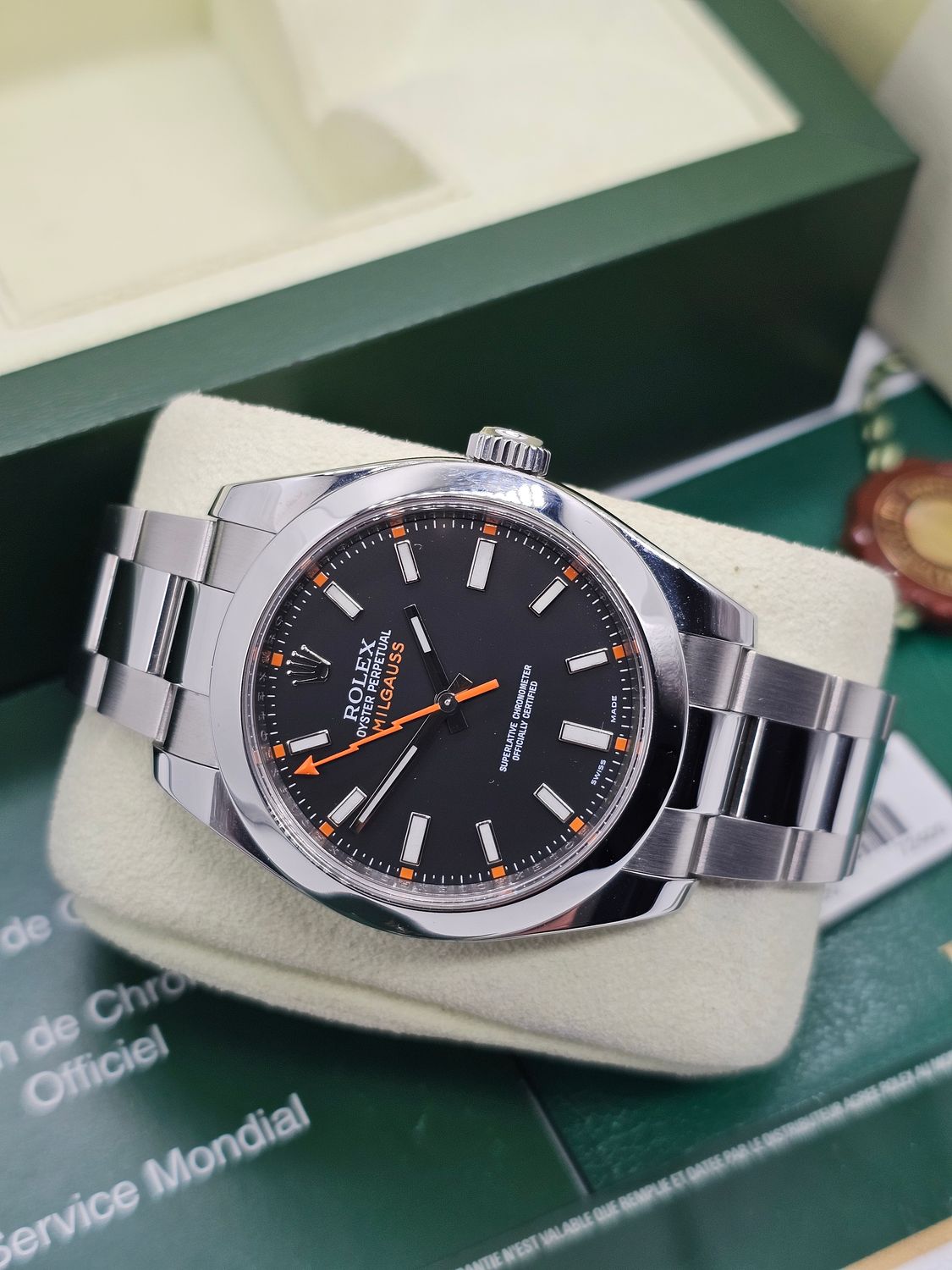 Rolex Milgauss Watch Ref 116400, Excellent Condition, Black 2011 Box &amp; Papers