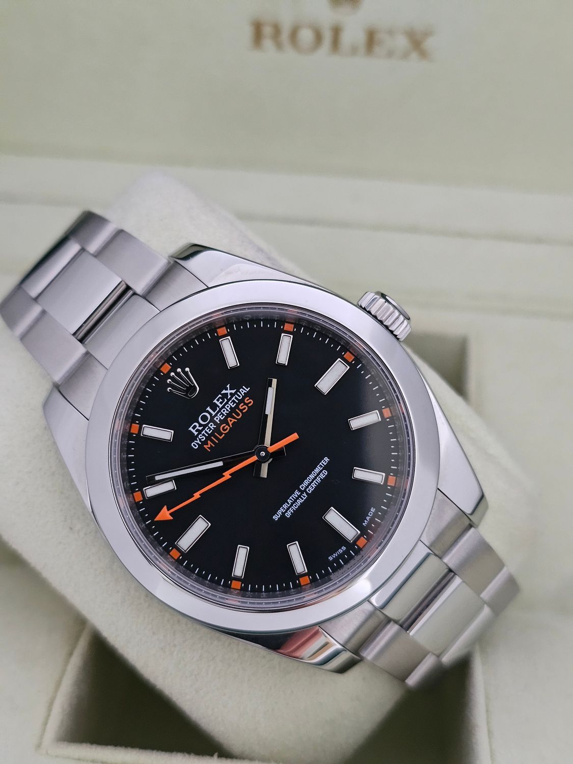 Rolex Milgauss Watch Ref 116400, Excellent Condition, Black 2011 Box &amp; Papers