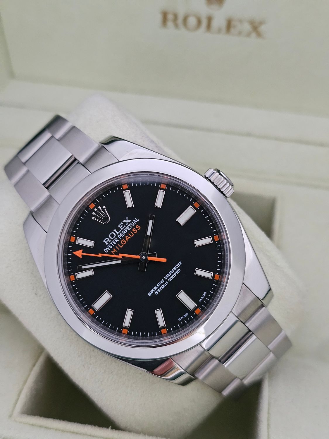 Rolex Milgauss Watch Ref 116400, Excellent Condition, Black 2011 Box &amp; Papers