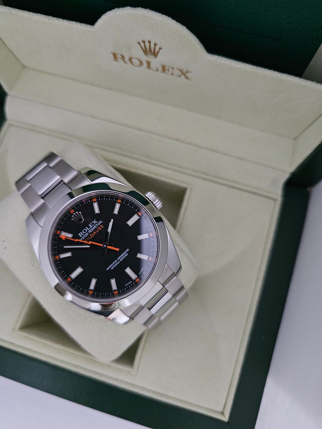 Rolex Milgauss Watch Ref 116400, Excellent Condition, Black 2011 Box &amp; Papers