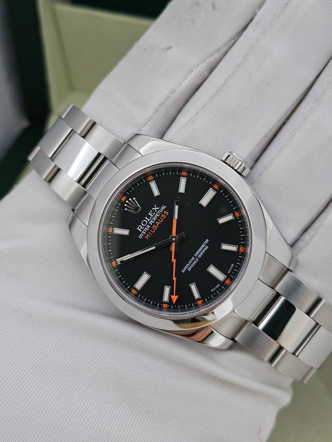 Rolex Milgauss Watch Ref 116400, Excellent Condition, Black 2011 Box &amp; Papers