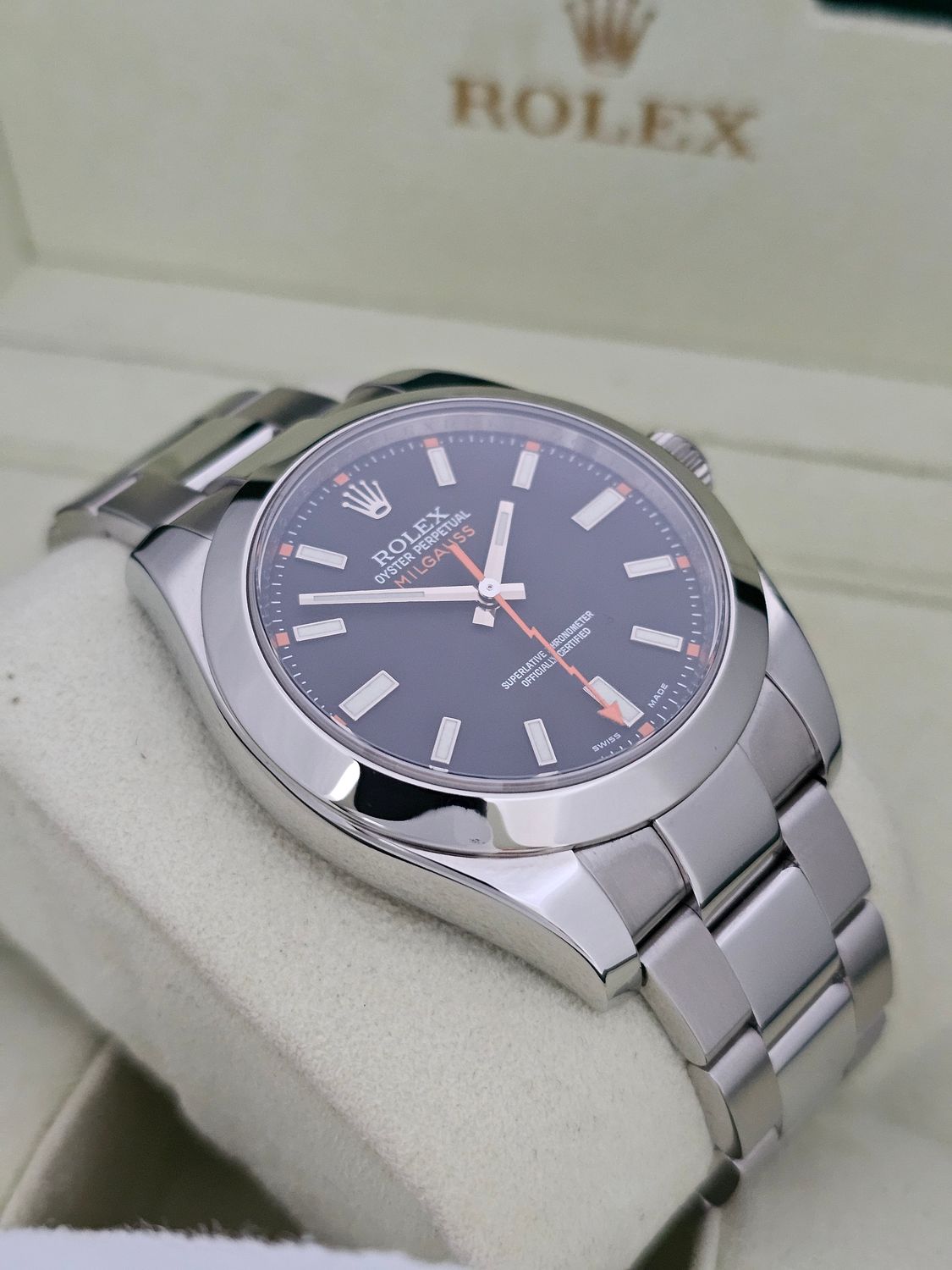 Rolex Milgauss Watch Ref 116400, Excellent Condition, Black 2011 Box &amp; Papers