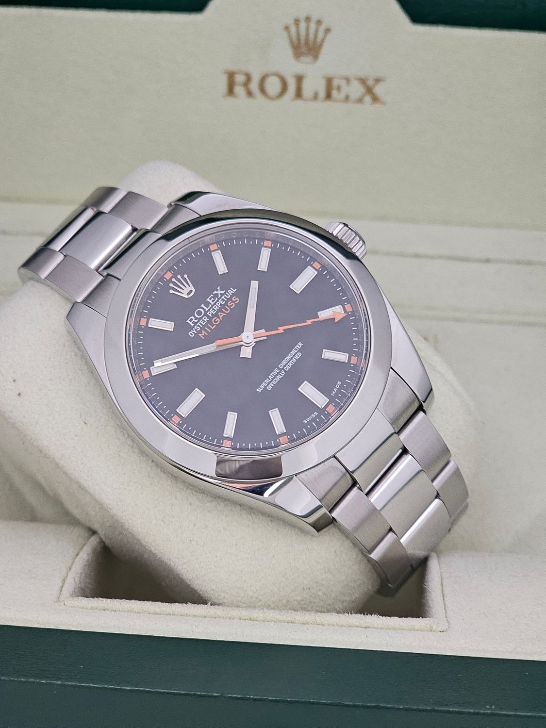 Rolex Milgauss Watch Ref 116400, Excellent Condition, Black 2011 Box &amp; Papers