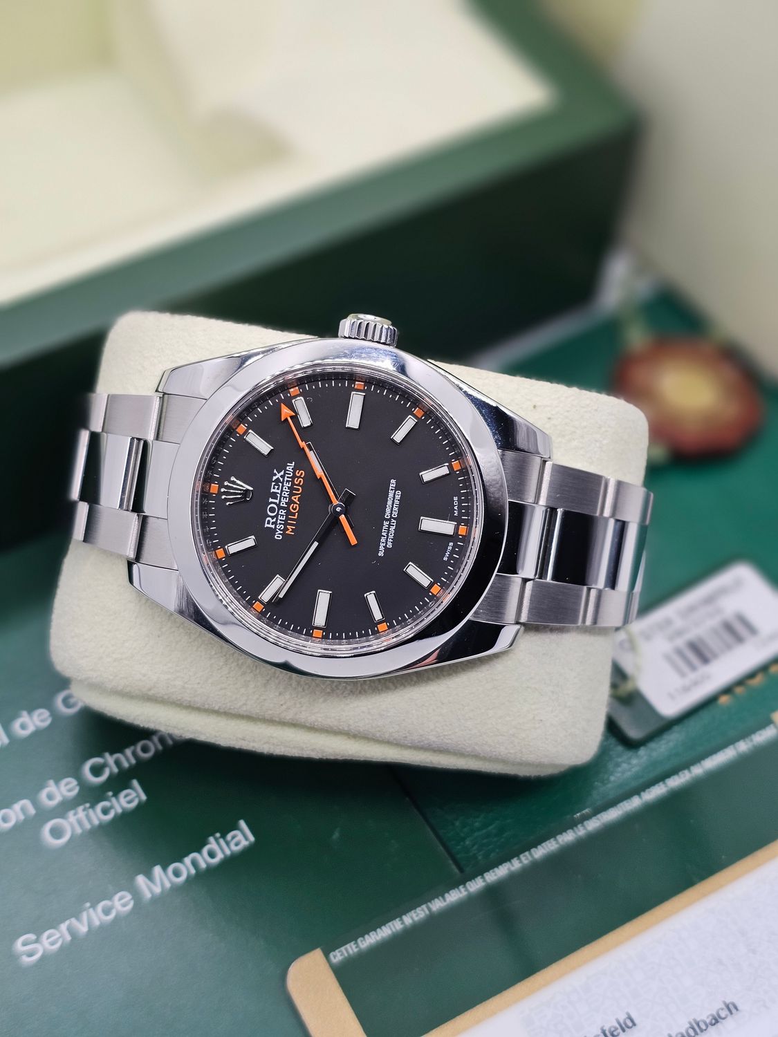 Rolex Milgauss Watch Ref 116400, Excellent Condition, Black 2011 Box &amp; Papers