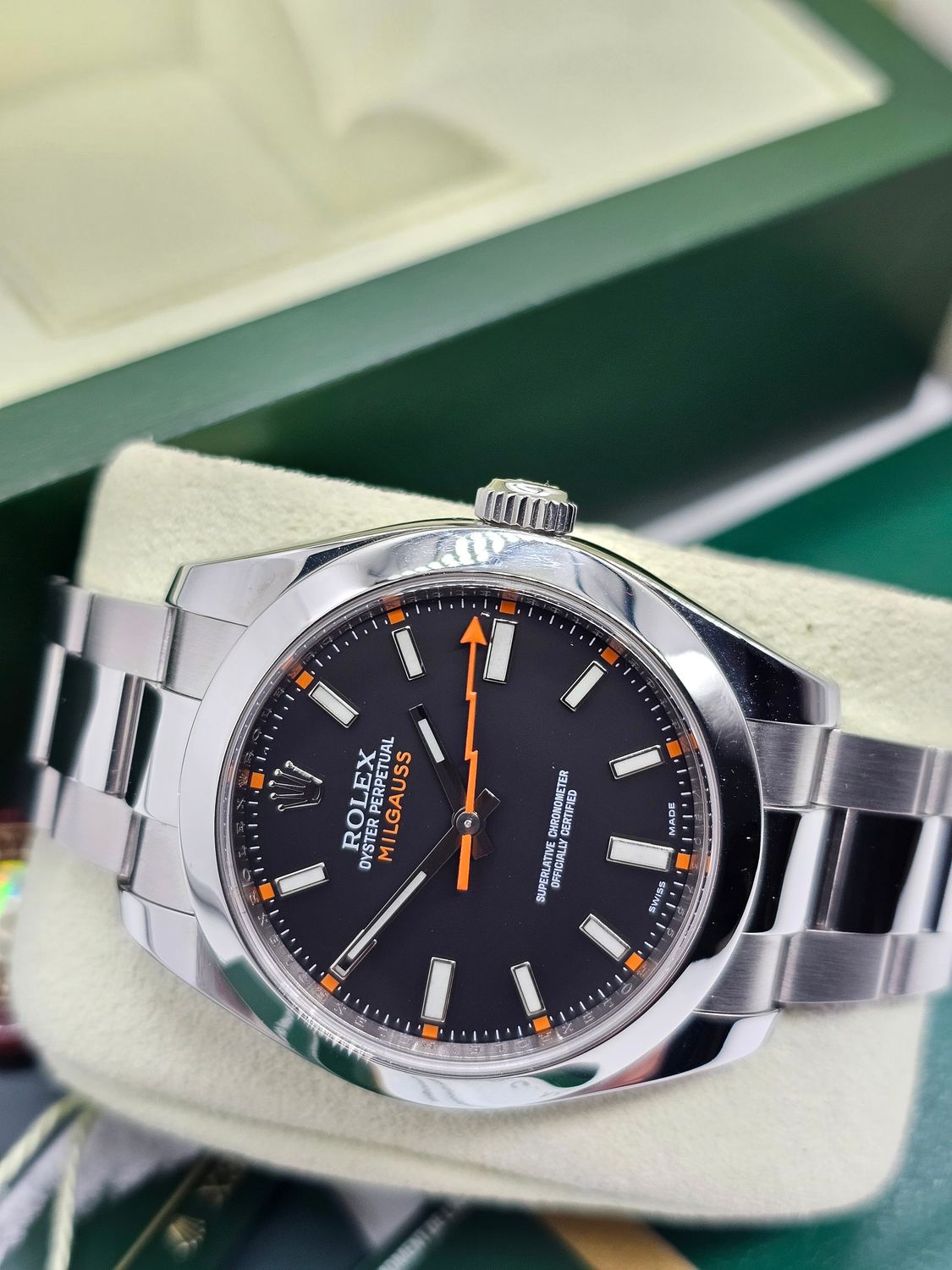 Rolex Milgauss Watch Ref 116400, Excellent Condition, Black 2011 Box &amp; Papers