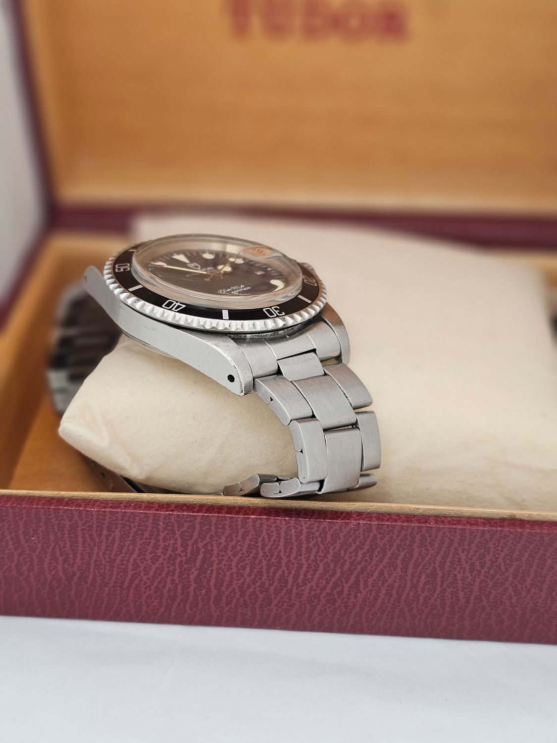 TUDOR Submariner Black 76100 Lollipop Watch, 1986 Box&amp;Papers, Receipt, Unpolished