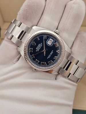 Rolex Datejust 36mm Ref 116234 Blue Roman Dial, Steel & White Gold, 2018 Full Set