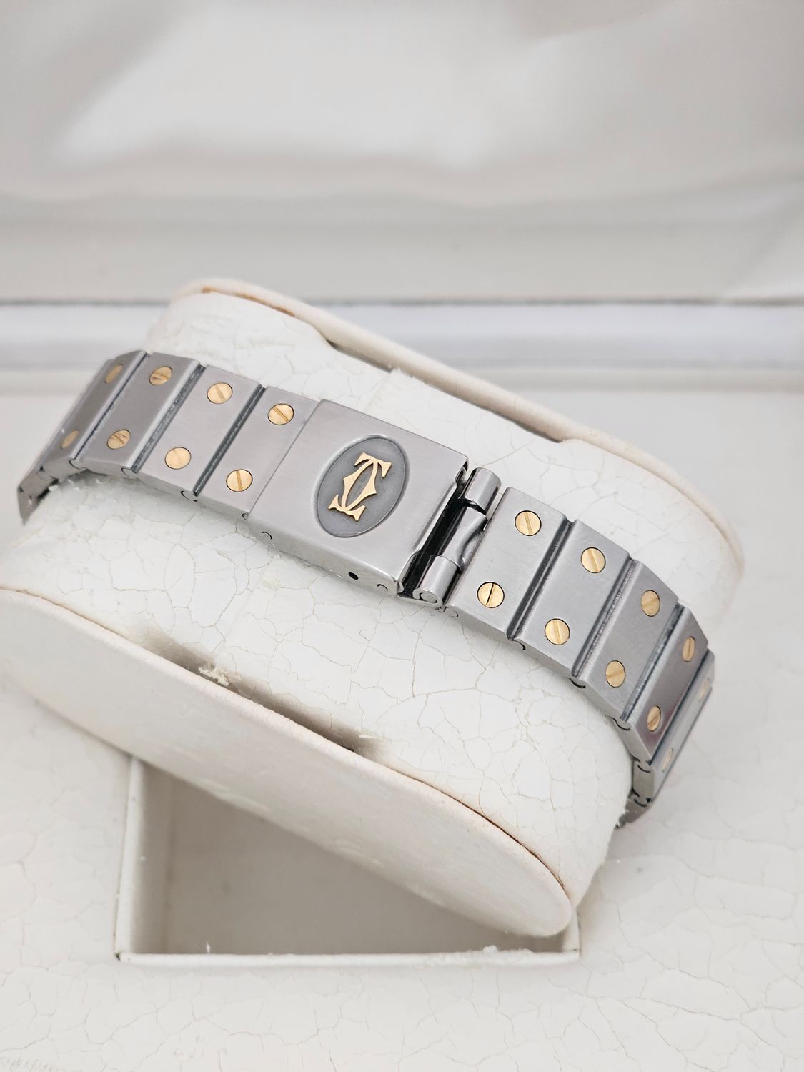 Cartier Santos Carree, White Dial Steel &amp; Gold Watch, Ref 2961