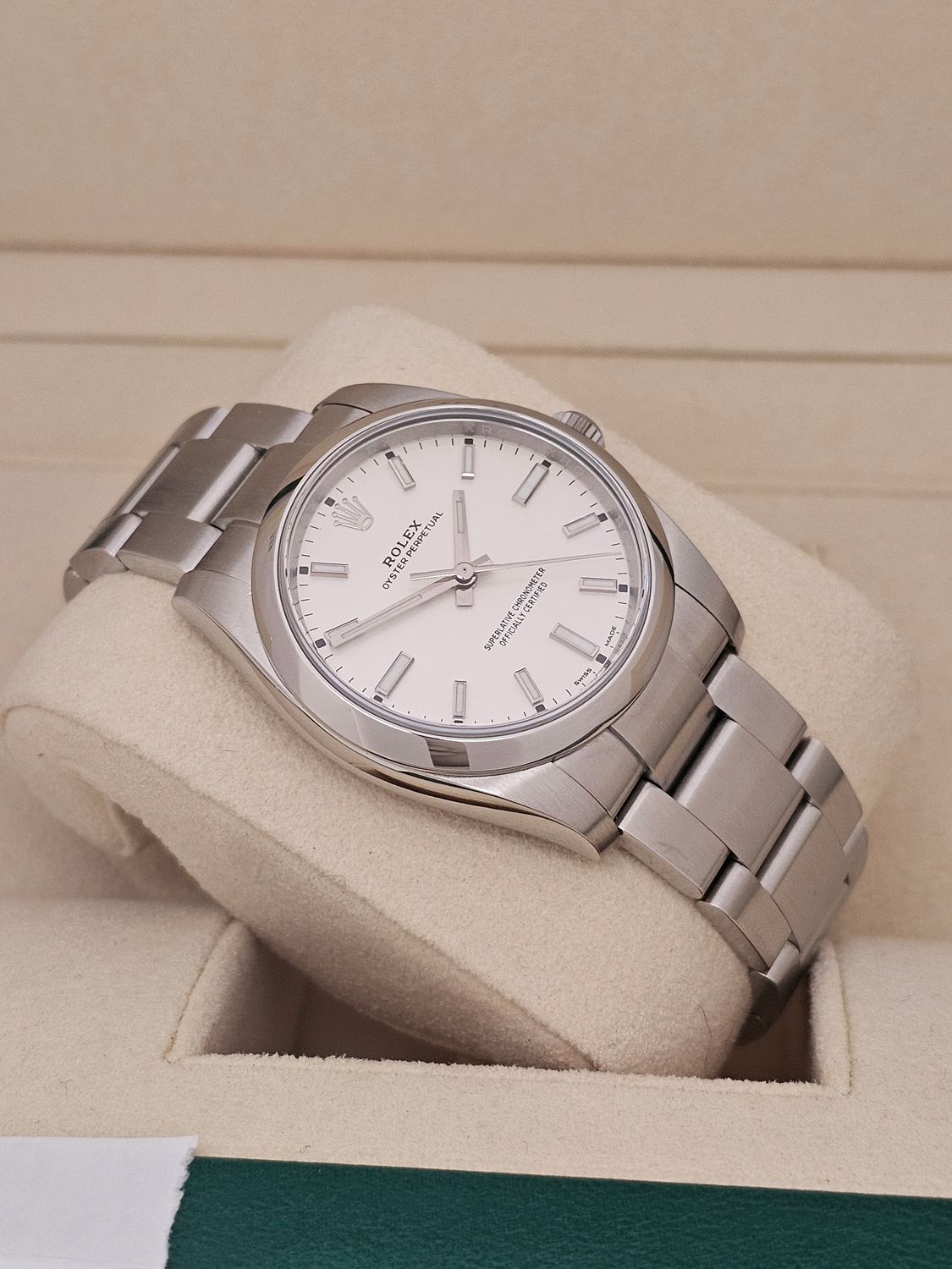 Rolex Oyster Perpetual 34mm Watch, 114200 White Dial 2019 Box and Papers