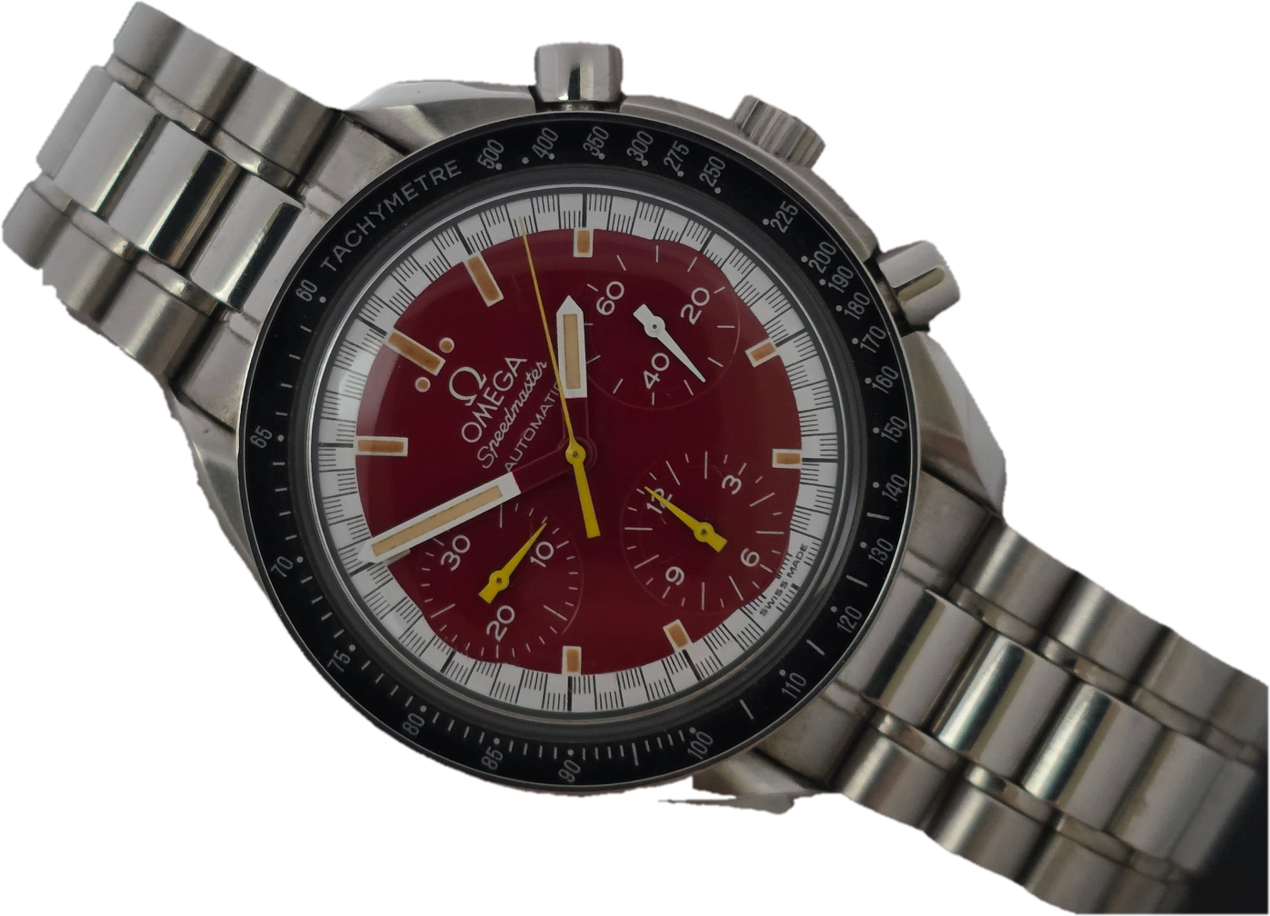 OMEGA Speedmaster Red Chrono Micheal Schumacher Watch, Full Set 1997 3510.12.00