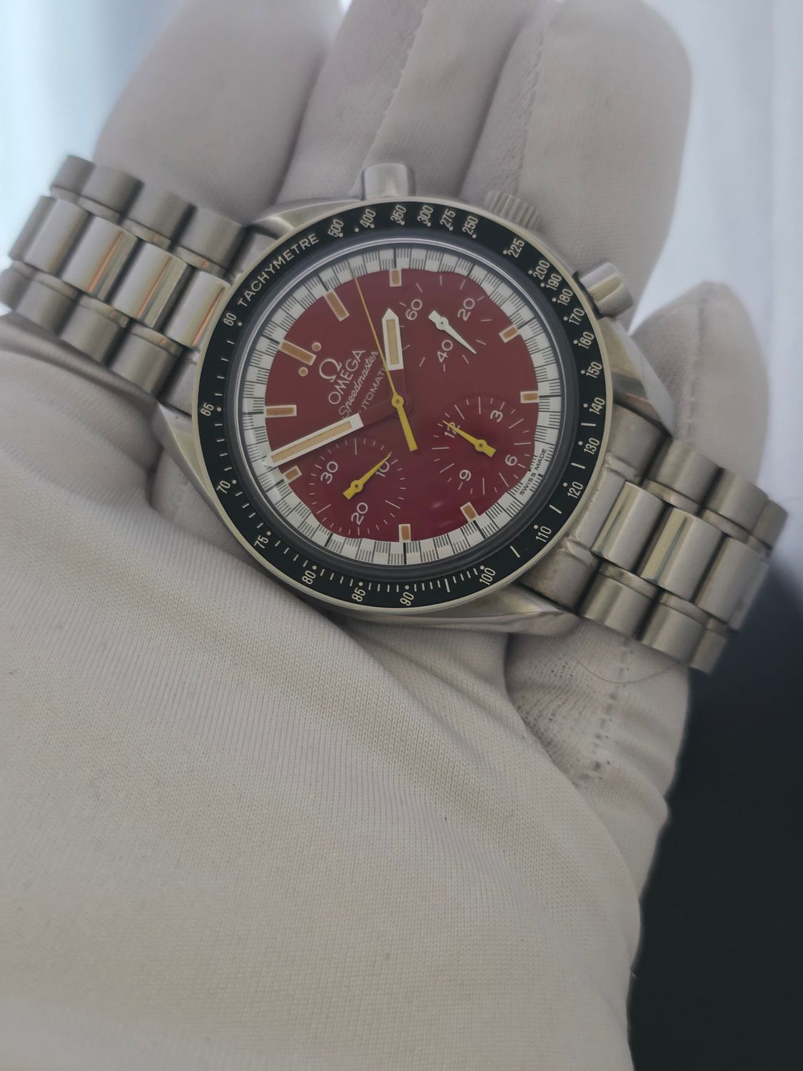 OMEGA Speedmaster Red Chrono Micheal Schumacher Watch, Full Set 1997 3510.12.00