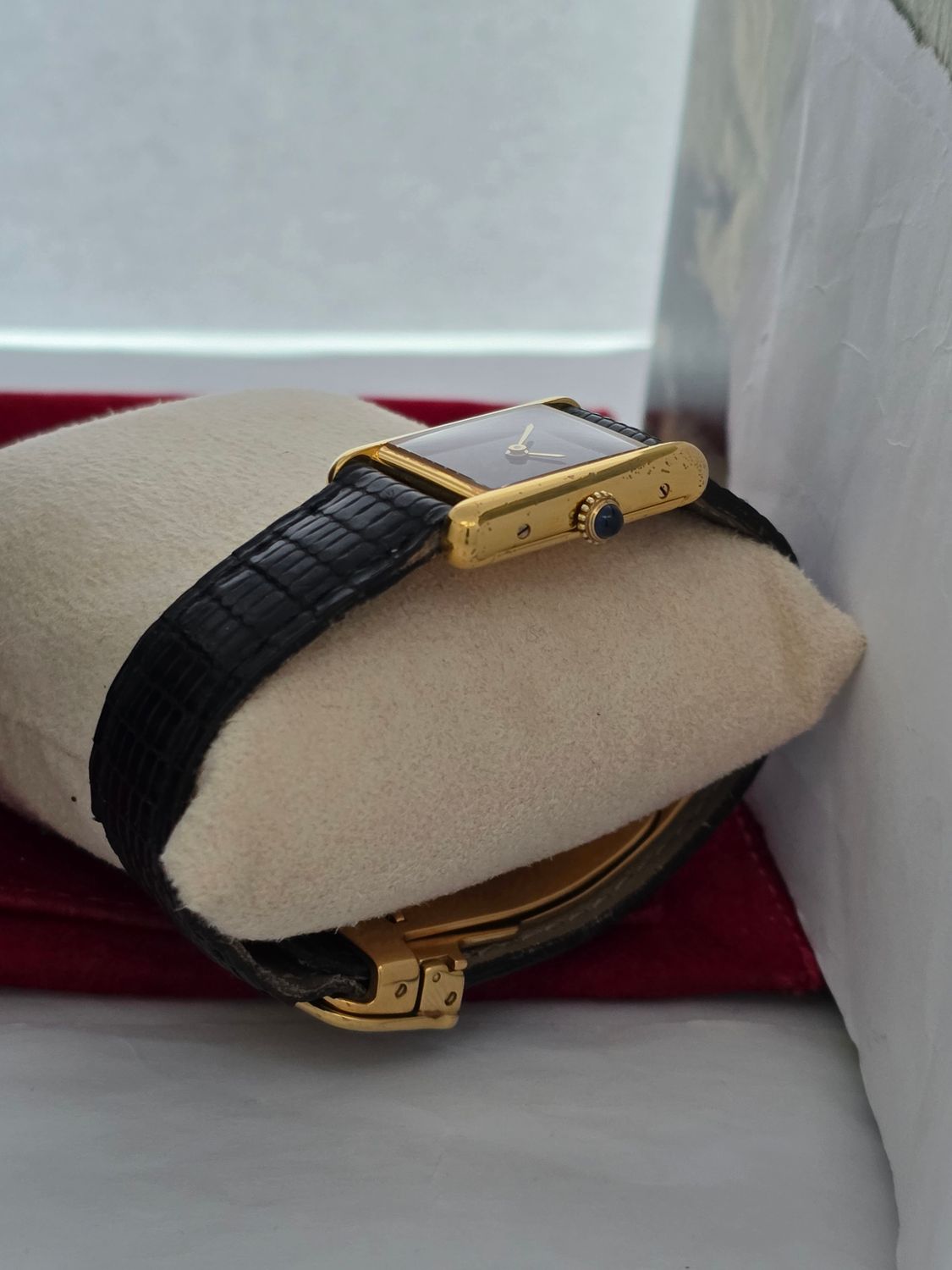 Cartier Tank Must De Cartier Red Lacquer Dial Manual Wind, Original unpolished