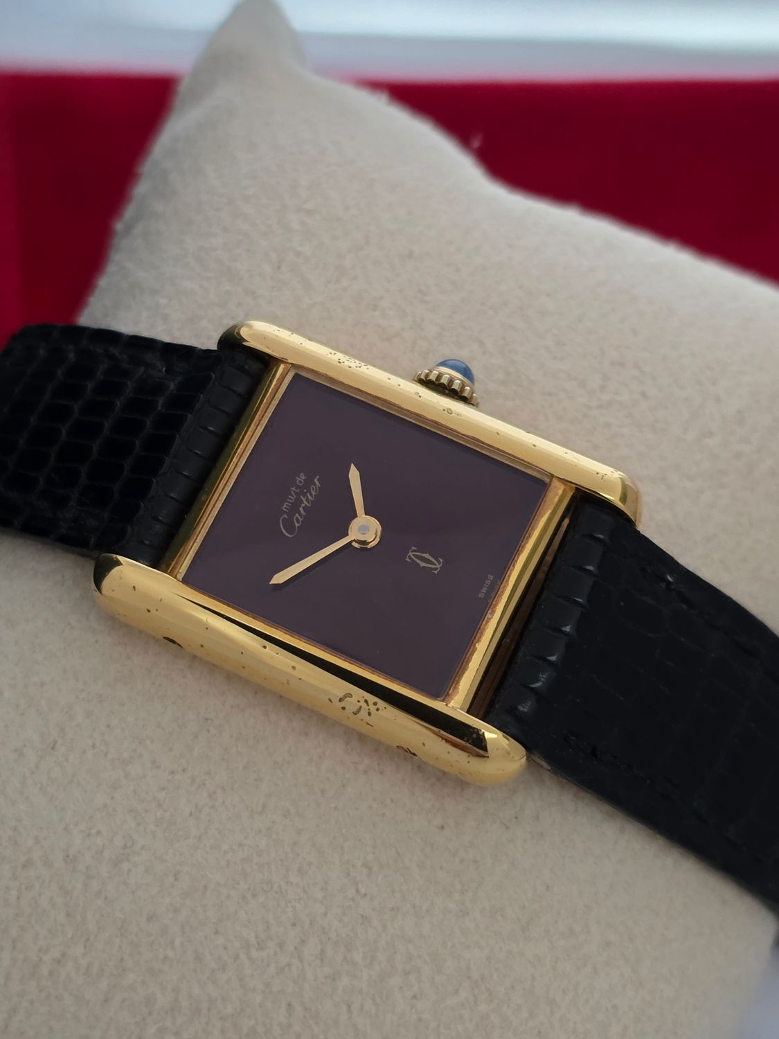 Cartier Tank Must De Cartier Red Lacquer Dial Manual Wind, Original unpolished