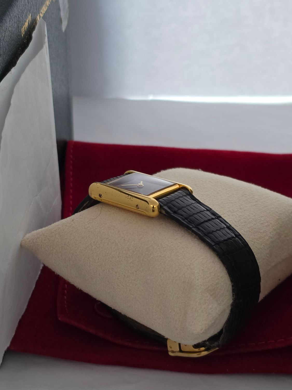 Cartier Tank Must De Cartier Red Lacquer Dial Manual Wind, Original unpolished