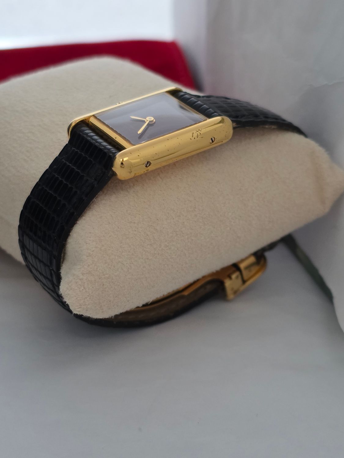 Cartier Tank Must De Cartier Red Lacquer Dial Manual Wind, Original unpolished