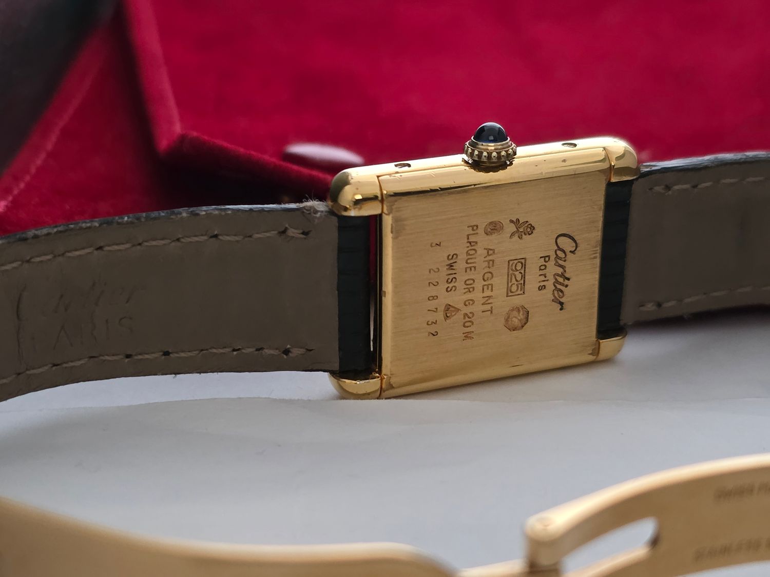 Cartier Tank Must De Cartier Red Lacquer Dial Manual Wind, Original unpolished