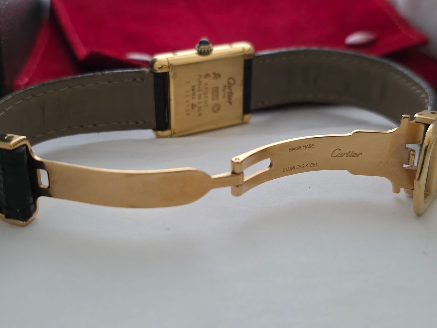 Cartier Tank Must De Cartier Red Lacquer Dial Manual Wind, Original unpolished