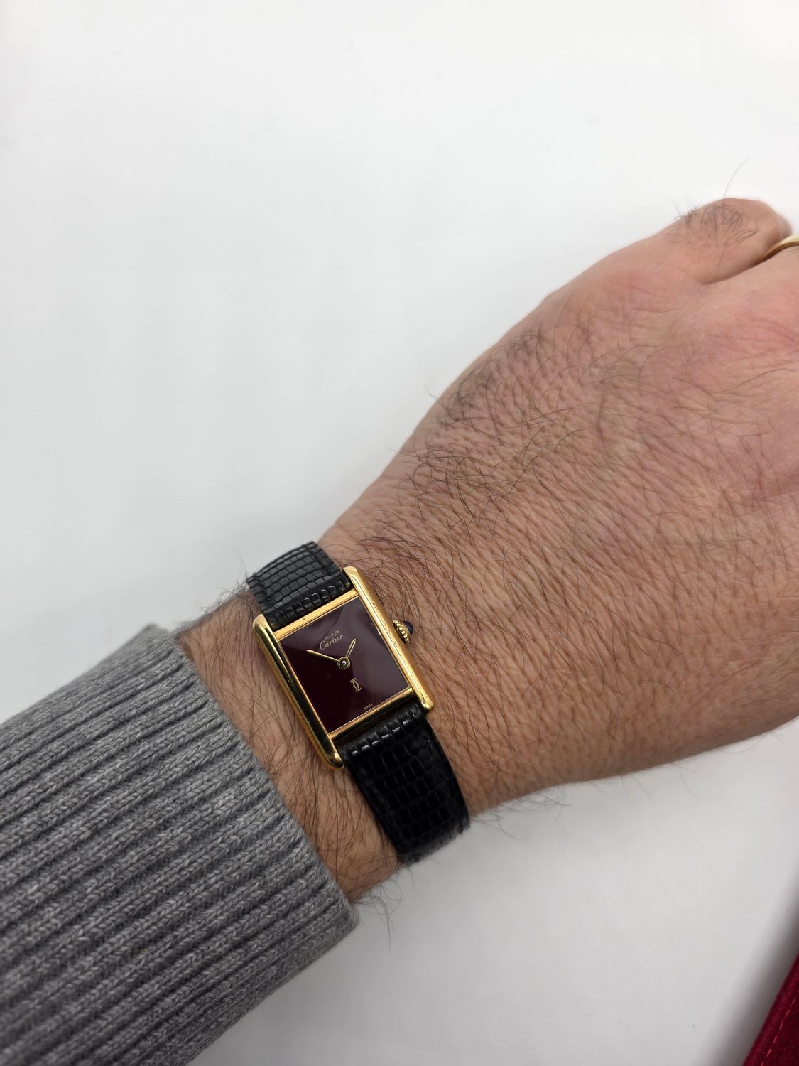 Cartier Tank Must De Cartier Red Lacquer Dial Manual Wind, Original unpolished