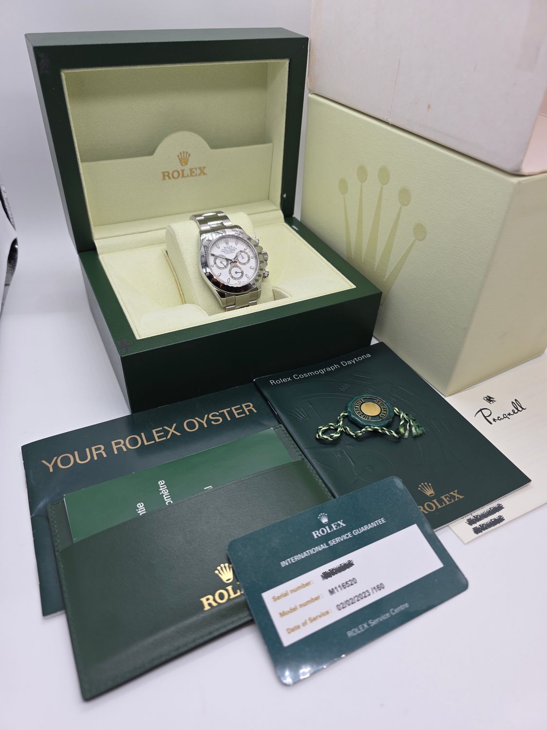 Rolex Daytona 116520 White Watch, 2023 Rolex Service, Superb Condition
