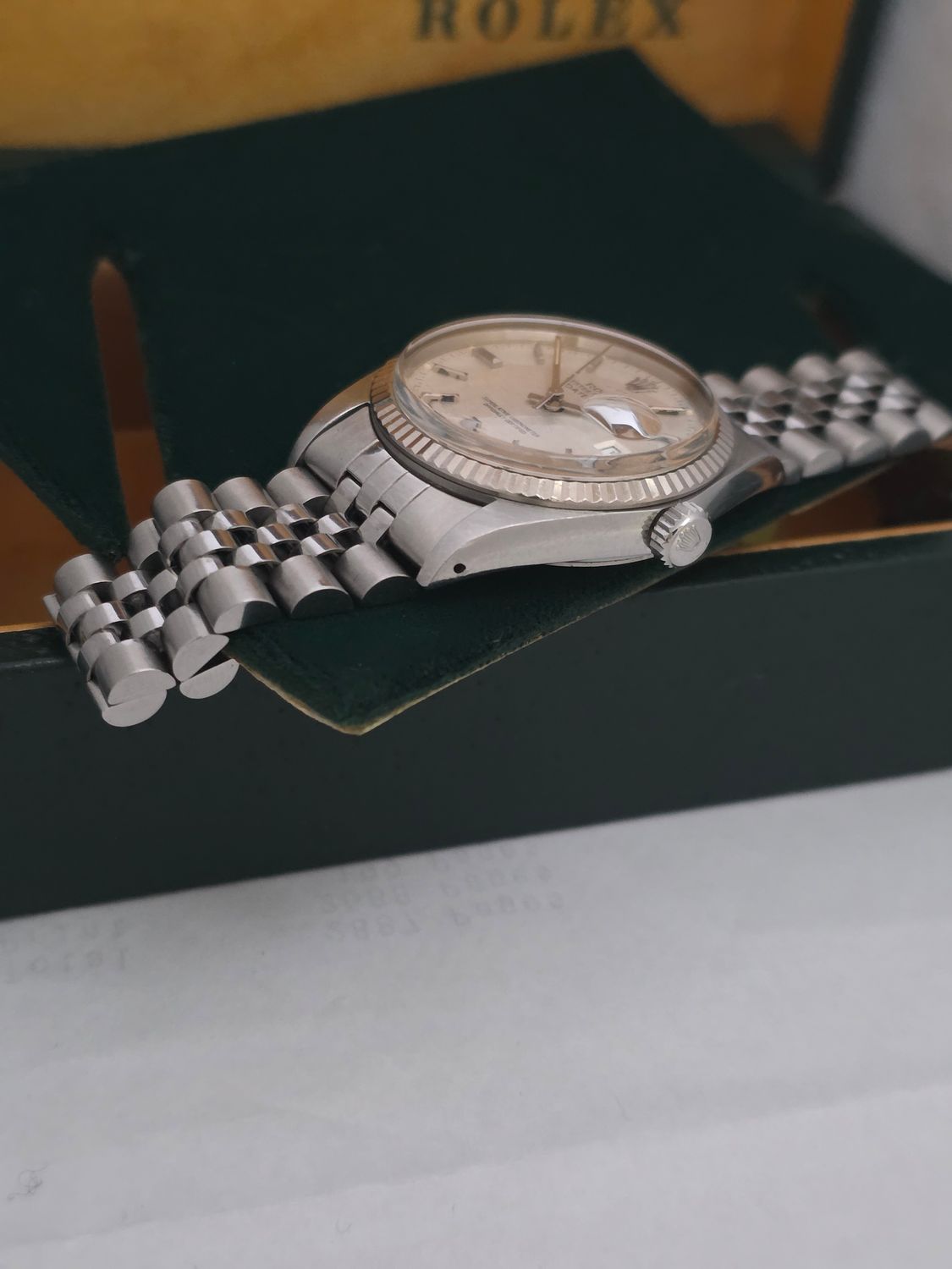 Rolex Datejust 16014 Silver Linen Dial, 36mm 1987 Full Set, Original Receipt