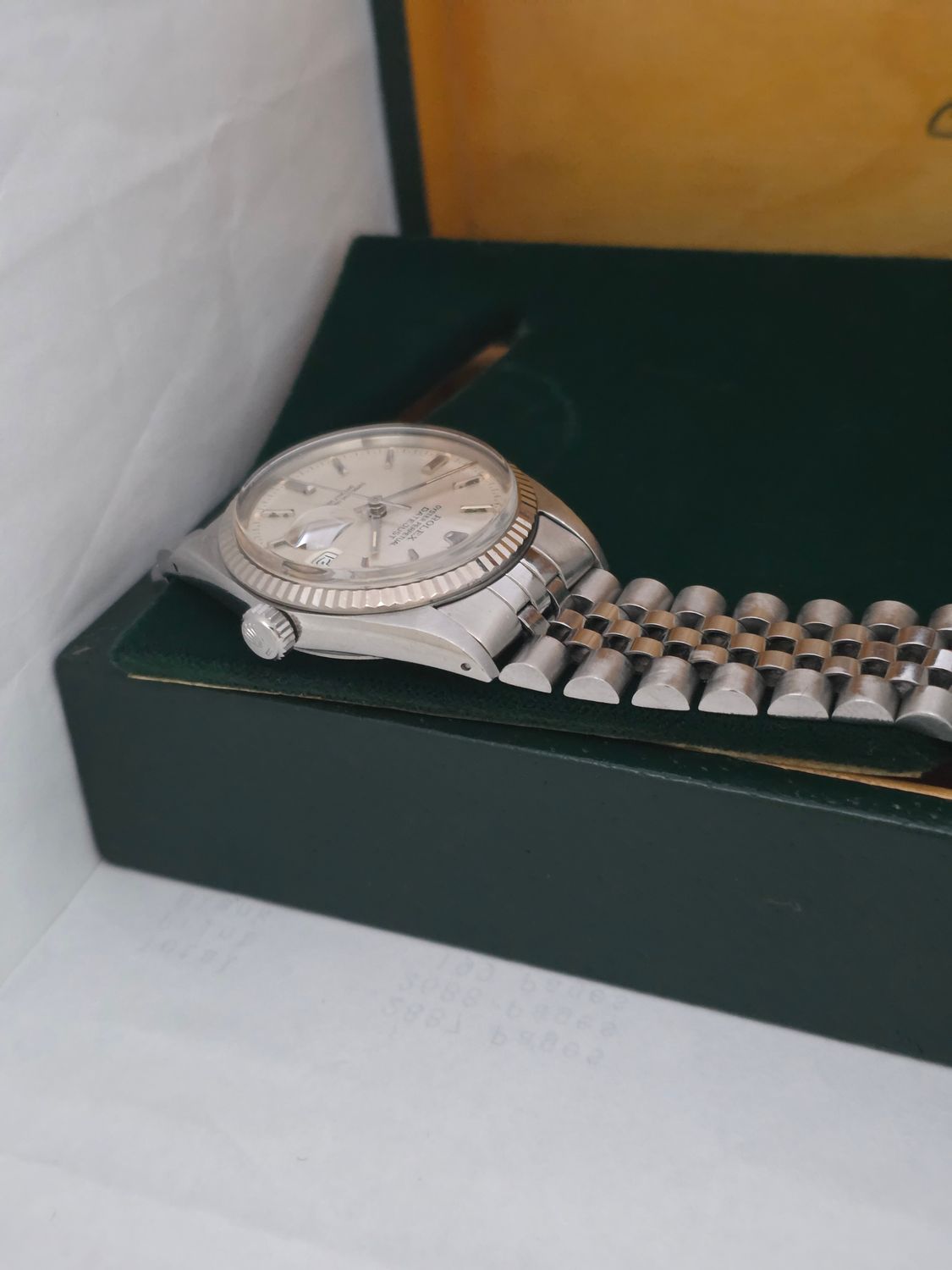 Rolex Datejust 16014 Silver Linen Dial, 36mm 1987 Full Set, Original Receipt