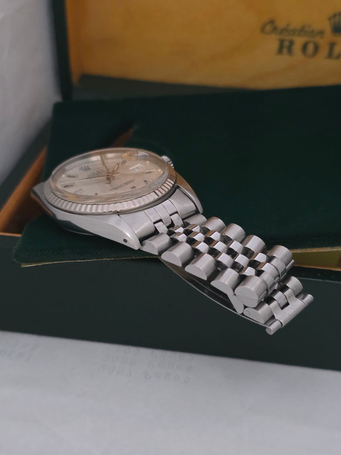 Rolex Datejust 16014 Silver Linen Dial, 36mm 1987 Full Set, Original Receipt