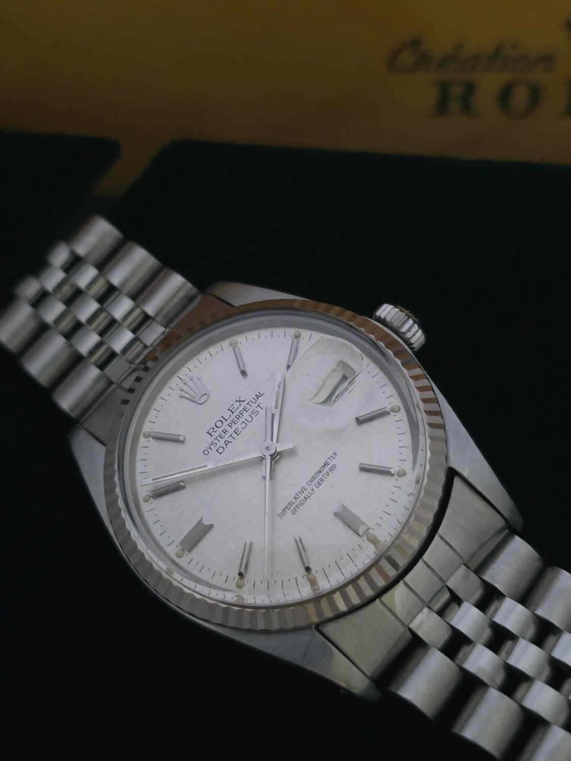 Rolex Datejust 16014 Silver Linen Dial, 36mm 1987 Full Set, Original Receipt